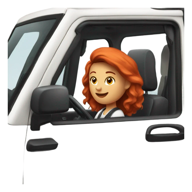 White Jeep with a red headed girl driving sticker