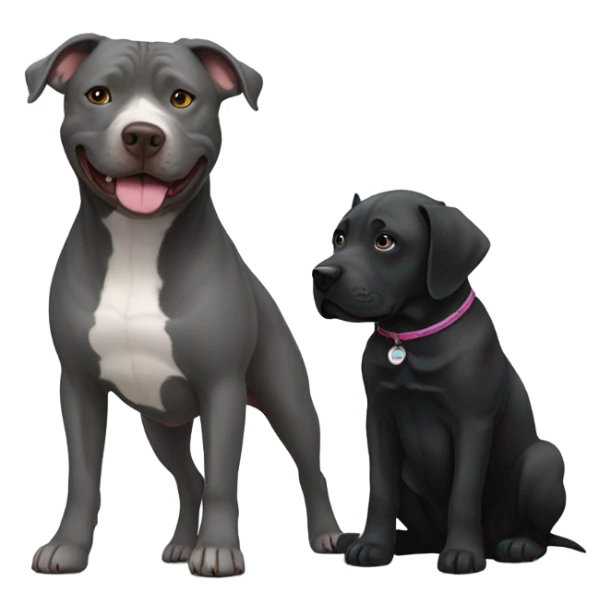 Grey pitbull next to black retriever dog sticker