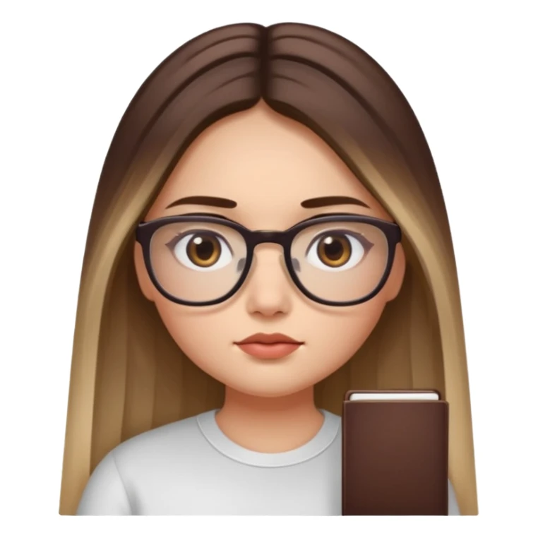 Chica de piel blanca con cabello liso largo con balayage, ojos cafe obcuro con lentes cuadrados, gordita, dando una terapia psicologica sticker