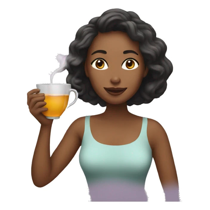 woman drinks tea sticker