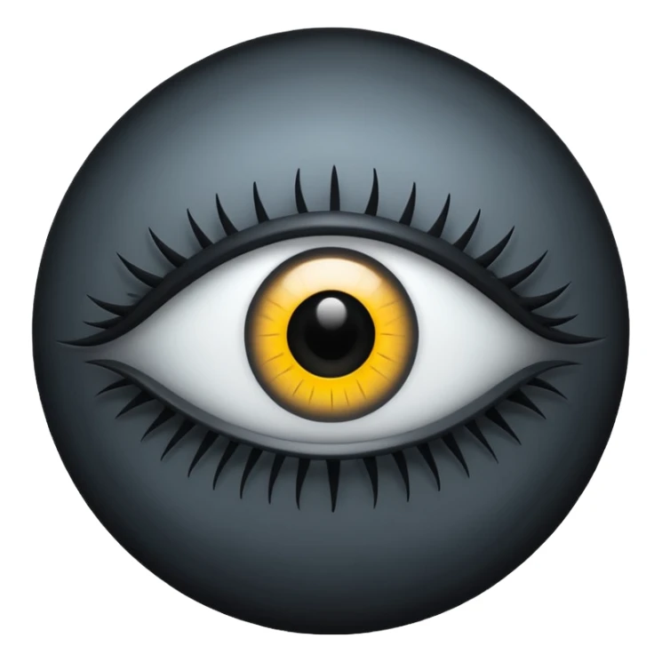 Minimal emoji, gothic futuristic eye, cold grey sclera, pupil replaced by a solid black number 8, occult cyber aesthetic, sharp clean lines, flat emoji design, centered, transparent background sticker