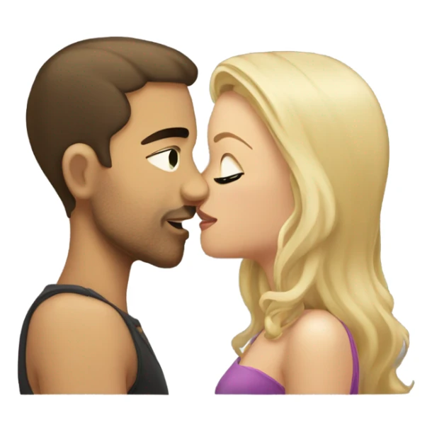 Brunette man kissing blonde woman sticker
