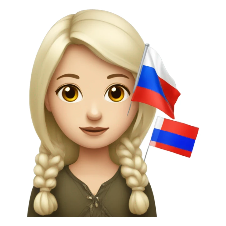 russian girl with russian flag  sticker