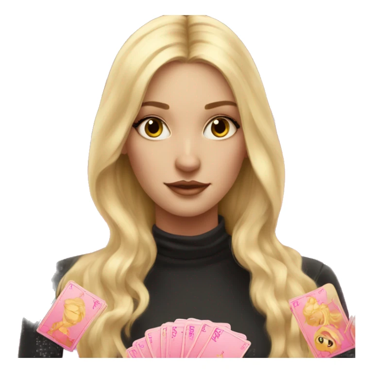 Blonde girl with pink pink tarot gold cards sticker
