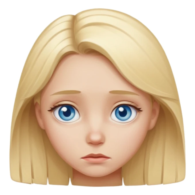sad blonde girl with blue eyes sticker