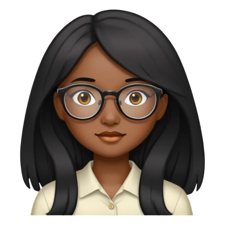 young Vietnamese girl head with long black hair and glasses sticker