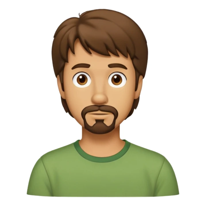 shaggy rogers brunette, with goatee, brown eyes and green tshirt from scooby doo  sticker