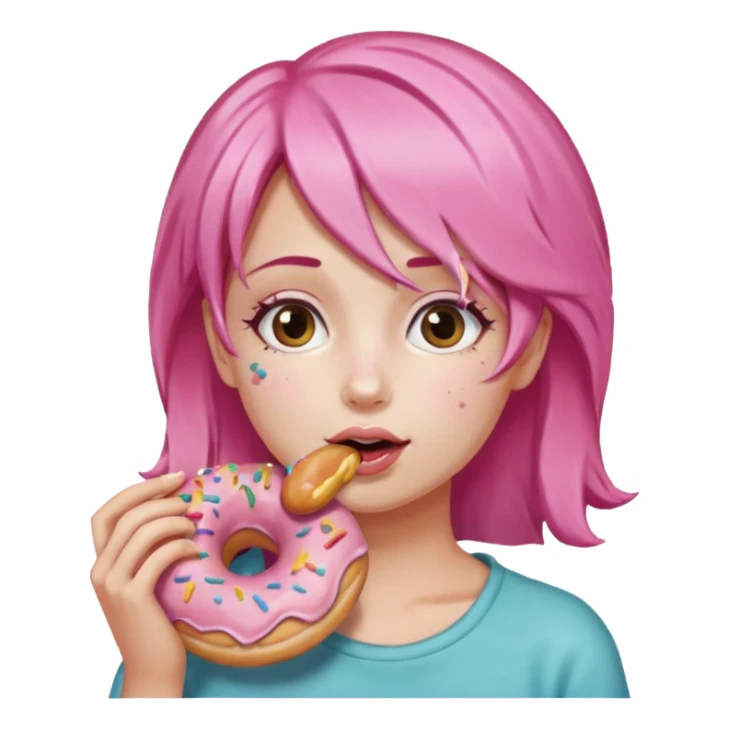 pink hair girl eating donuts sticker