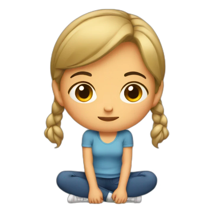 girl squats holding her head sticker