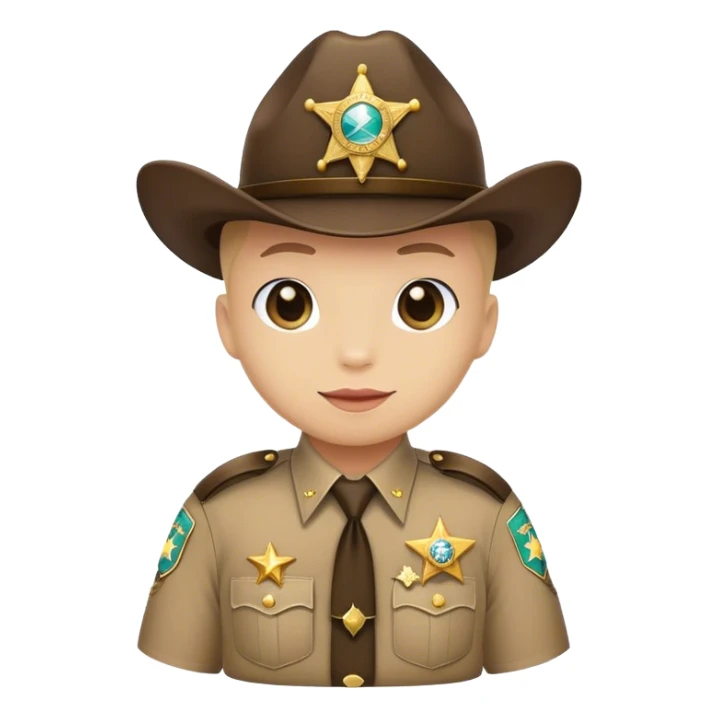 dolphin, in sheriff attire, with badge sticker