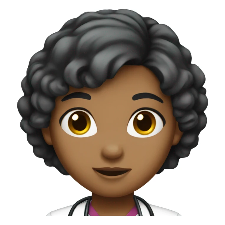 Cute female doctor black hair sticker