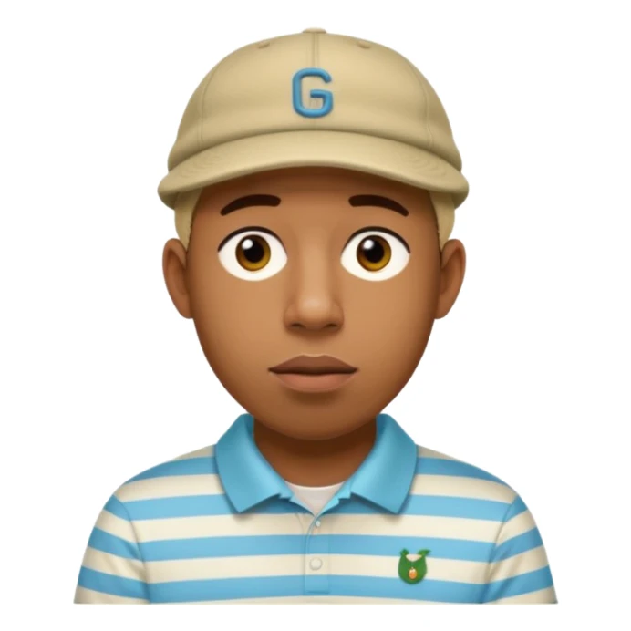 Tyler the creator in his golf hat and golf striped t shirt sticker