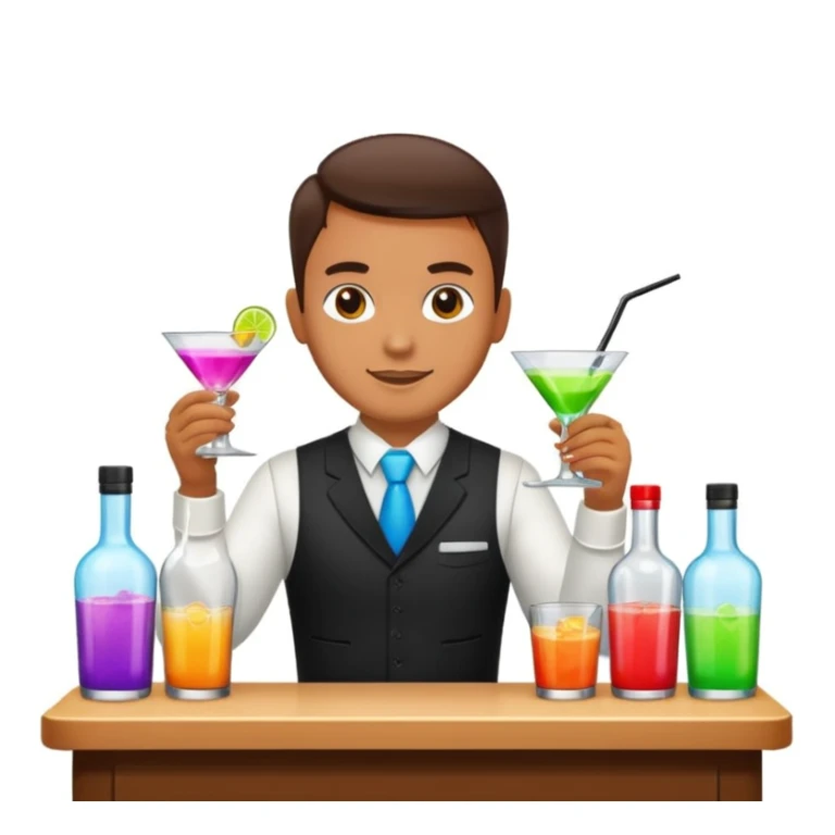 bartender mixing drinks, club backgroudn with bottles sticker