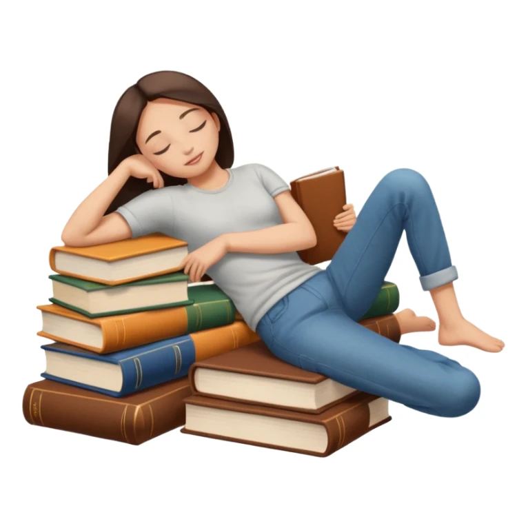 books scattered full body over it closed eyes  sticker