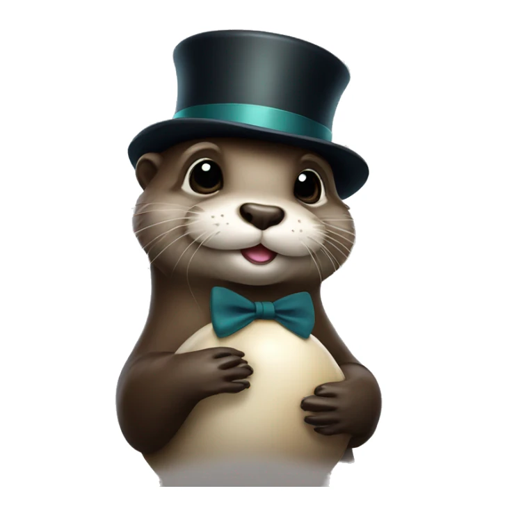 Cute Otter with glasses and top hat holding shell  sticker