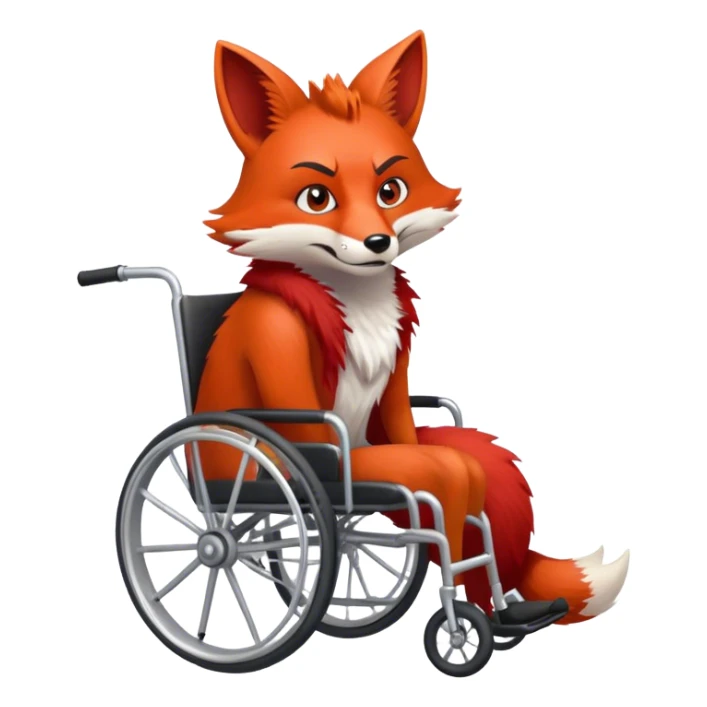 Fox in a wheelchair angry sticker