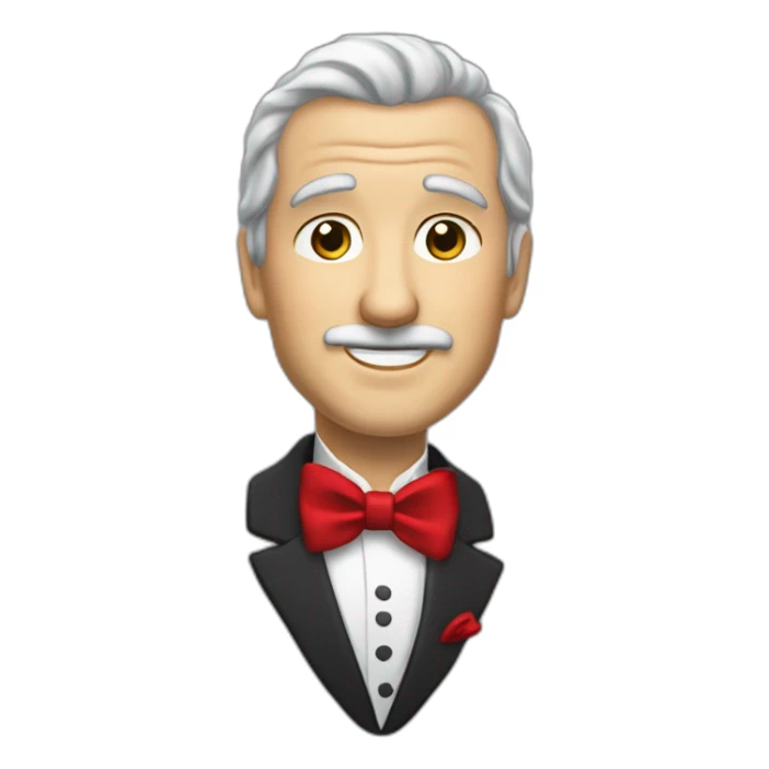 jenkins-a-gray-haired-skullet-butler-wearning-dinner-jacket-with-red-bow-tie-without-glasses sticker
