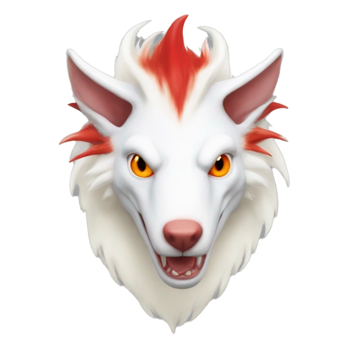 White albino sergal-vernid with red mane and red eyes sticker