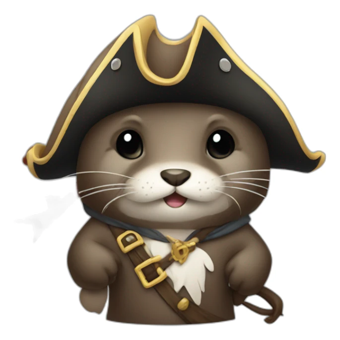 cute otter disguised as a pirate in a barall sticker