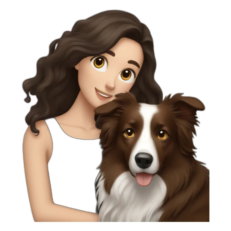 black border collie and woman with long brown hair sticker