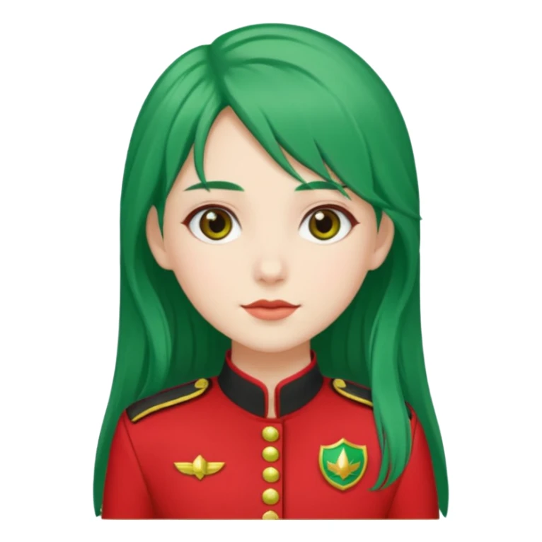 green haired scout girl with red uniform and long hair sticker