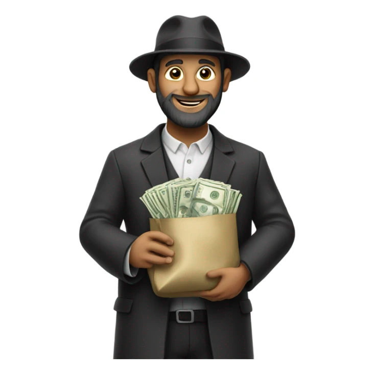 Rabbi with a bag of money sticker