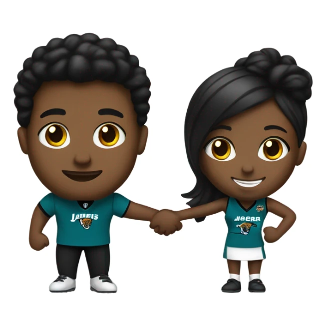 Brown guy and black girl withJacksonville jaguars  clothes holding hands sticker