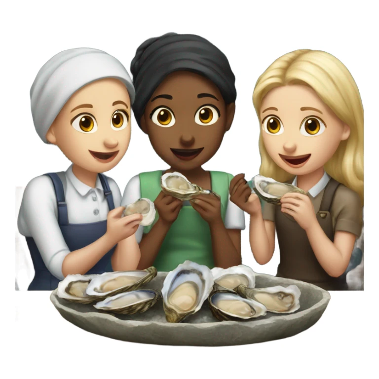 Three white Burnett girls eating oysters sticker