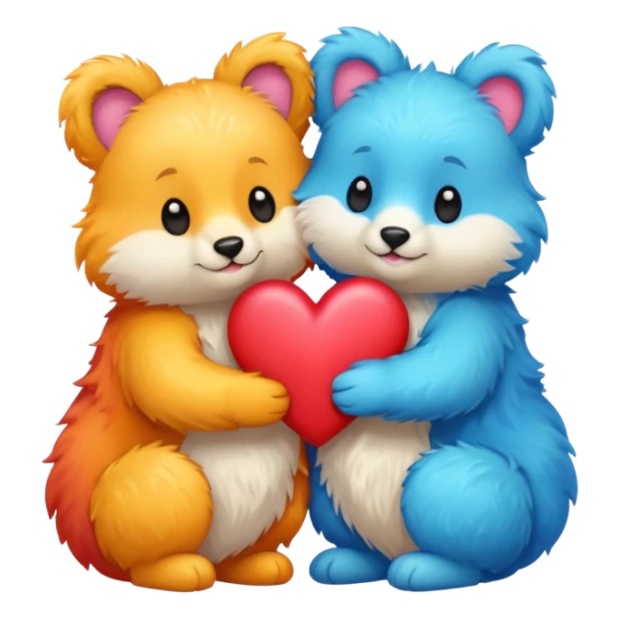 cute animals in love with hearts sticker