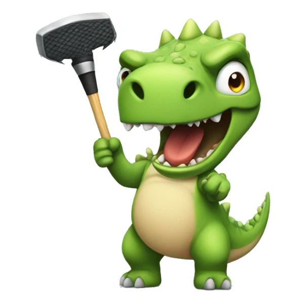 angry dino with a club sticker