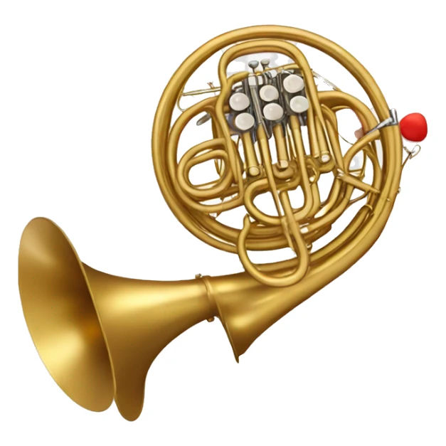 French horn with red hearts around it sticker