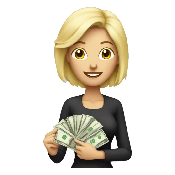 Blonde Woman  holding money  sticker