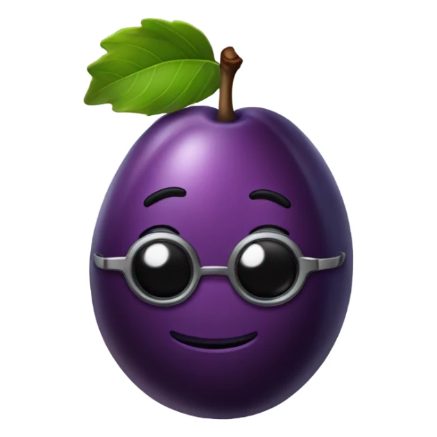 Plum that looks like butt and has glasses sticker