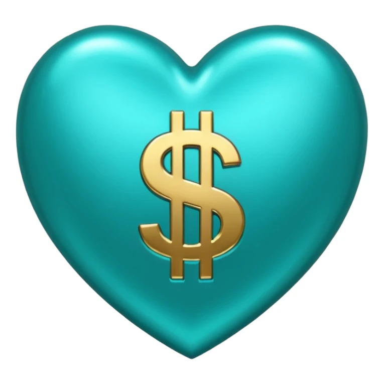 Teal heart with dollar signs sticker