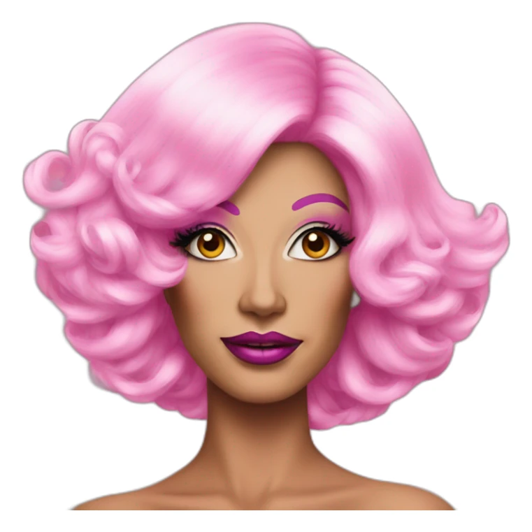 Drag Queen wearing pink wig and extravagant makeup sticker