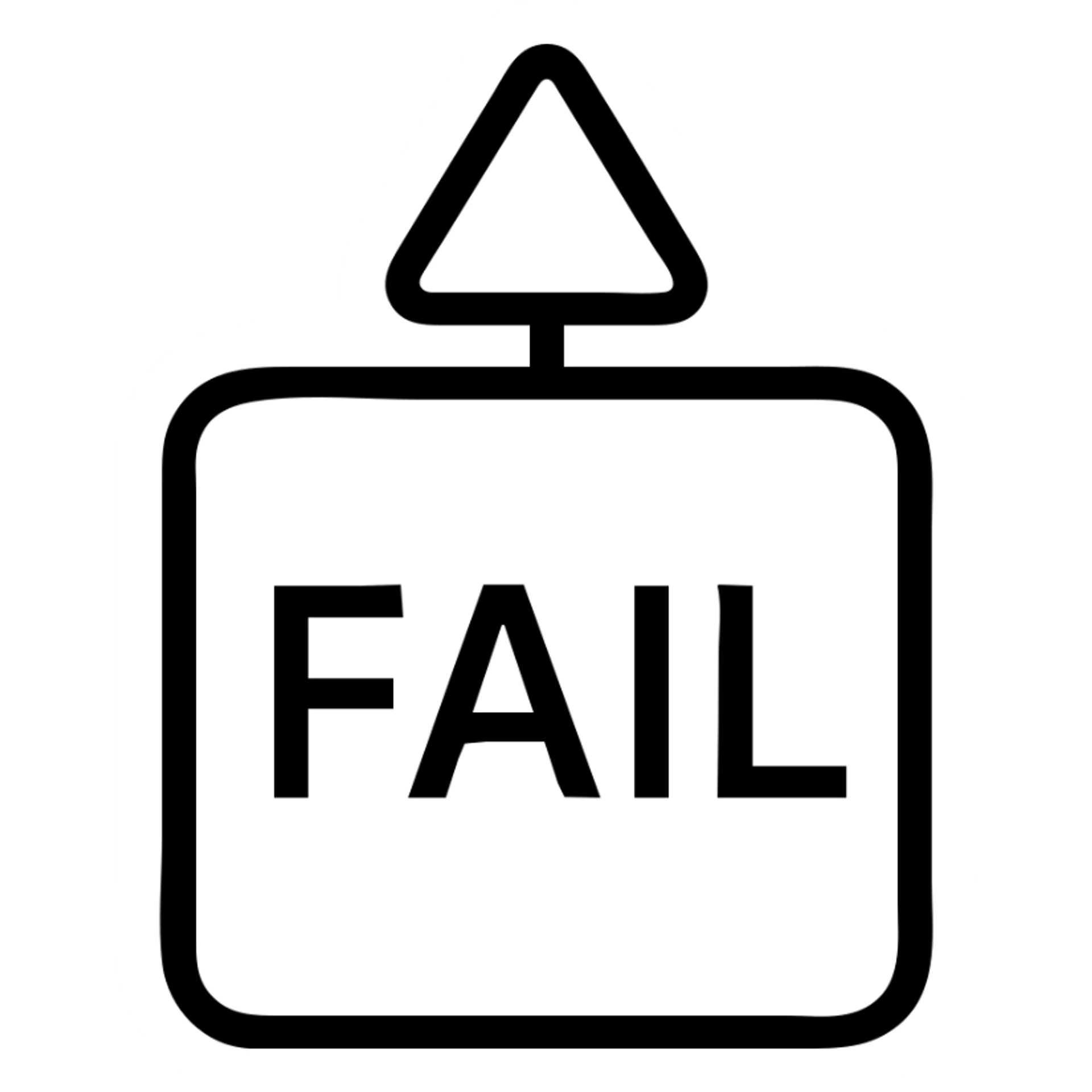 icon-style sign that says 'fail', outlined style, minimal and recognizable sticker