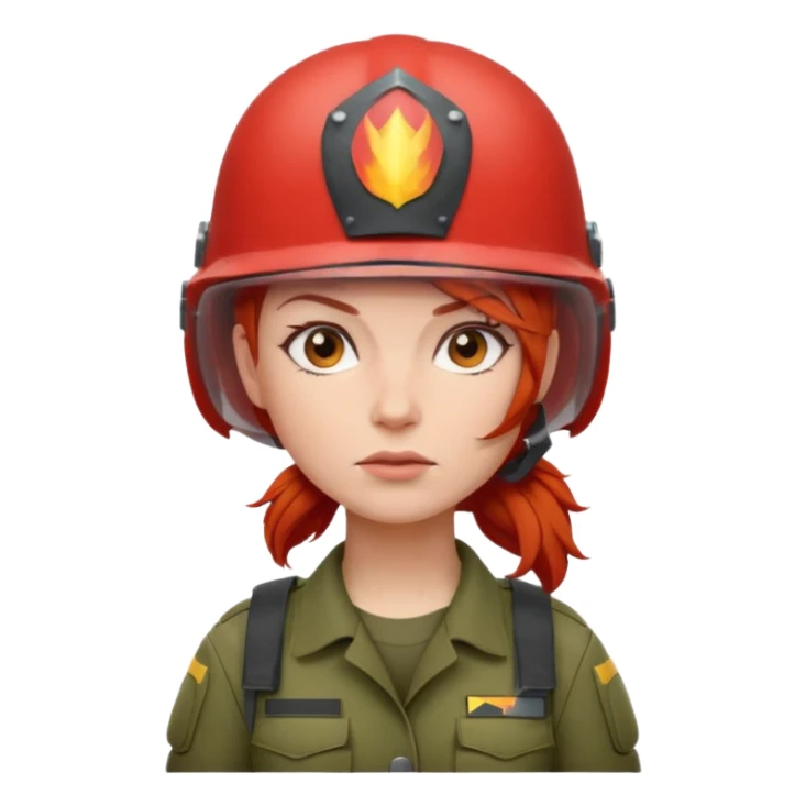 women Soldier red hair just sticker
