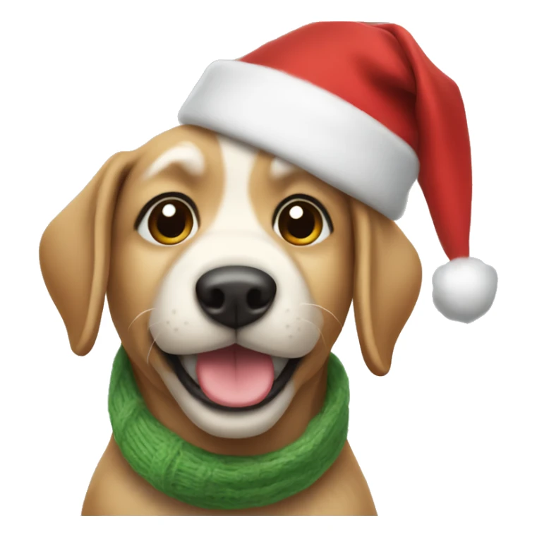Dog wearing a christmas hat and scarf sticker