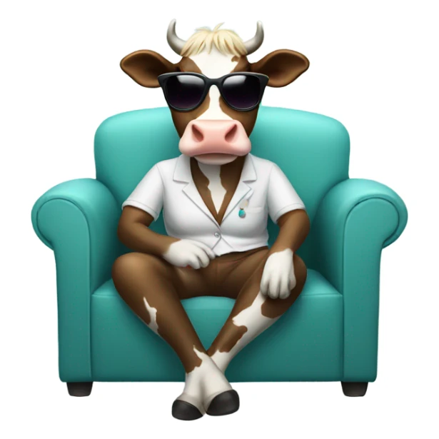 Female Cow with sunglasses sitting on the couch smoking sticker