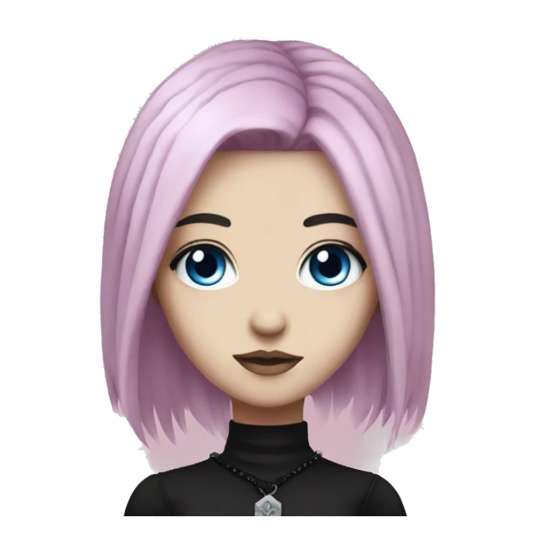 goth girl pink and black hair blue eyes sticker