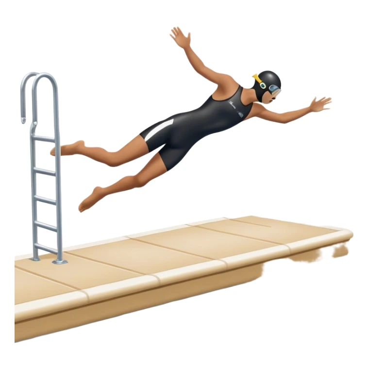 A diver mid-air after jumping off a head diving pool,  Below him, a pool labeled "Confidence". A subtle 5-4-3-2-1 on the diving board shows they took the leap despite fear. sticker