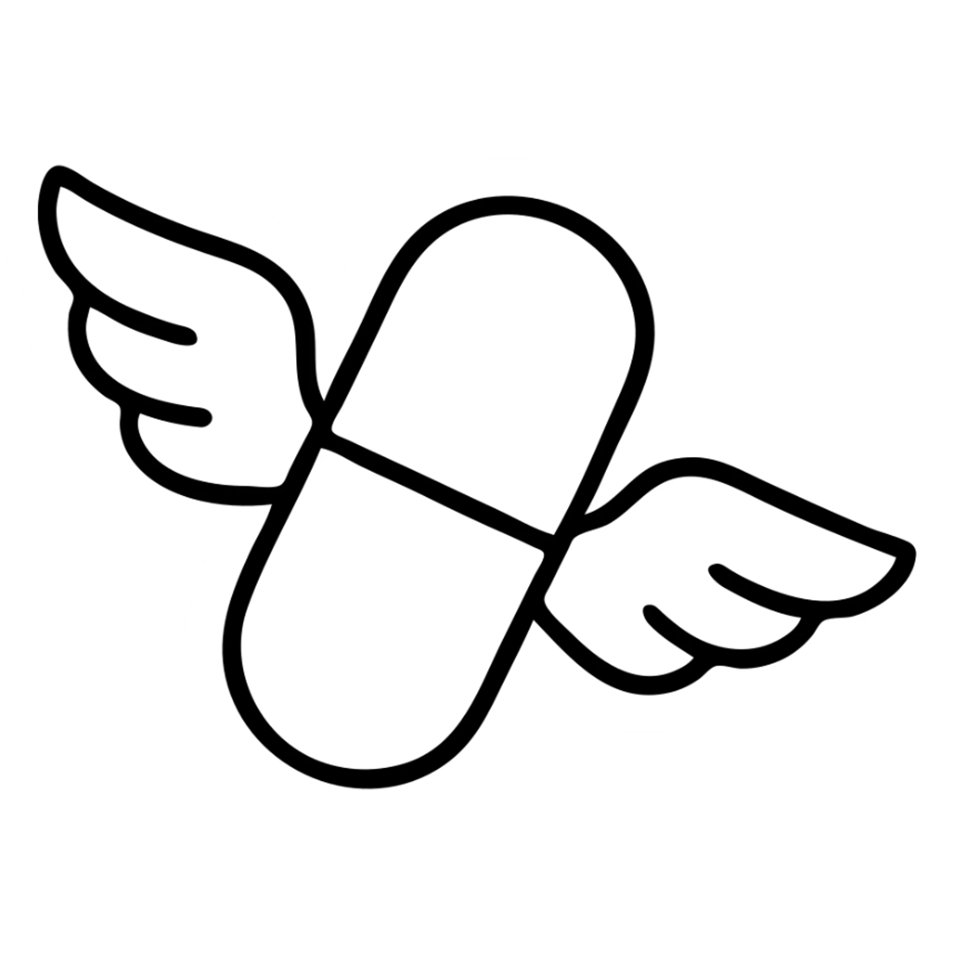 Medicine pill or capsule with wings flying sticker