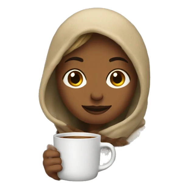 Women holding coffee with blanket on shoulder  sticker