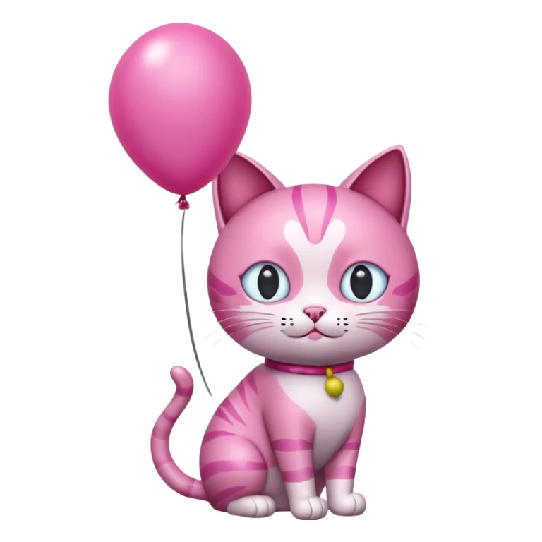 Make a pink cat with a balloon head, no the head is a balloon with the details of the cat head on the balloon head, make the body visible enough to where it’s big enough to be roughly the size of a cat body sticker