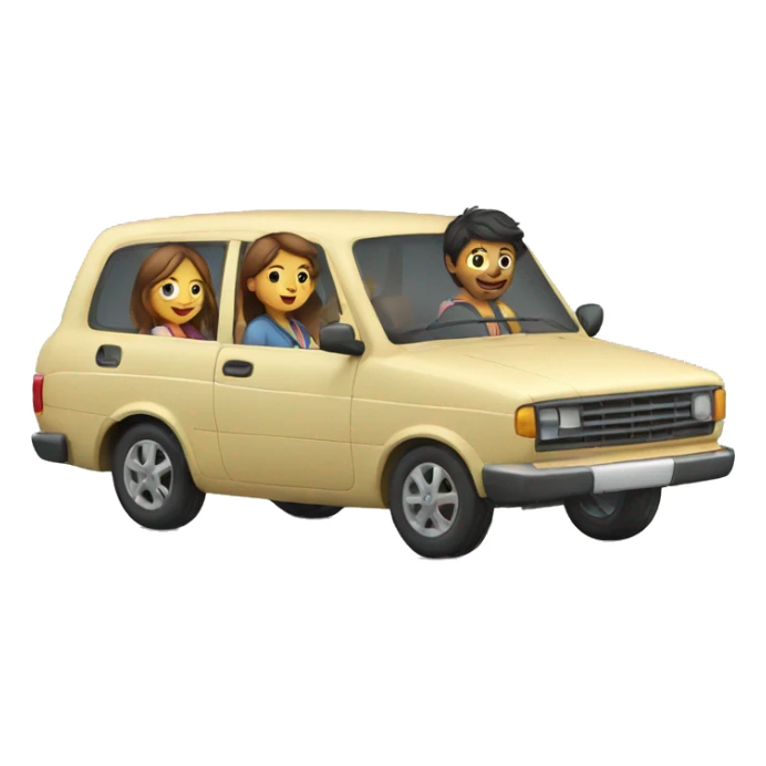 3 girls and 1 man travelling in car sticker