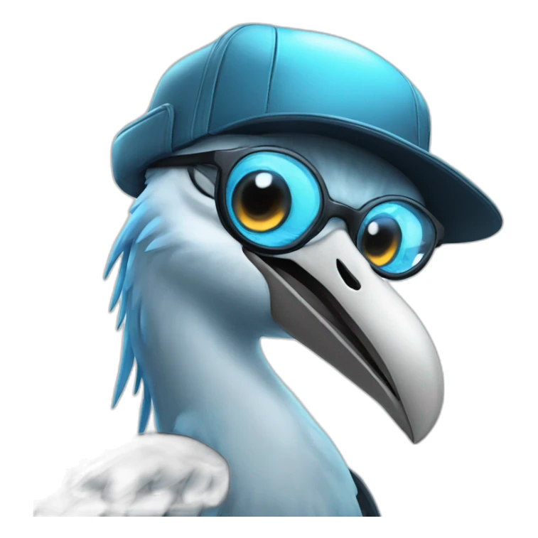 Crazy funny Cyberpunk Articuno head with beautiful smile wearing glasses and hat sticker