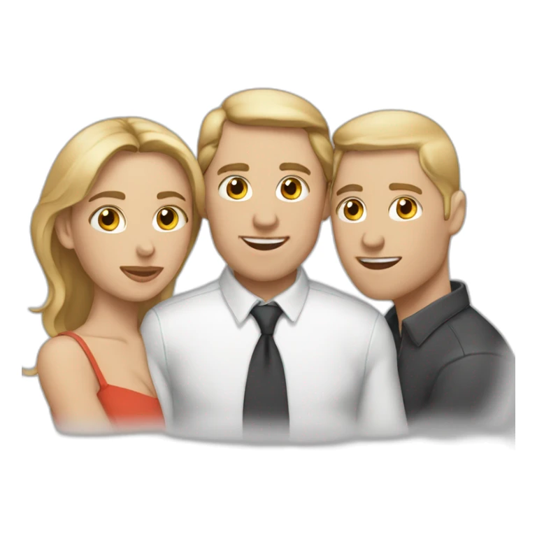 3 people two mizzghettphattywoman kissing white man sticker