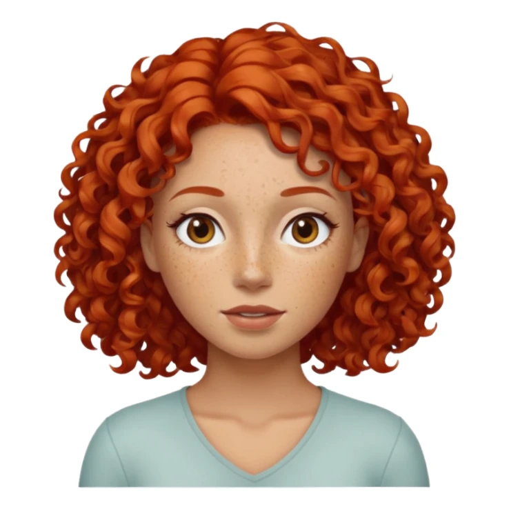 female curly red hair sticker