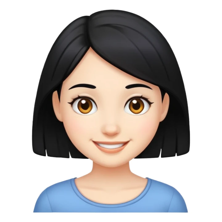 smiling girl with black hair sticker