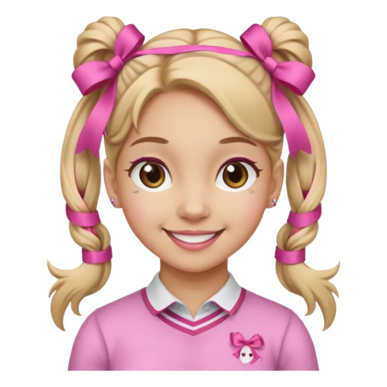 a bay girl with two ponytails and pink ribbons sticker